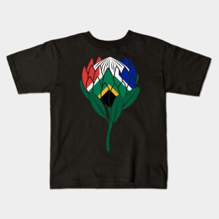 Protea Flower South Africa Flag | Classic Symbol | Howzit Hello Kids T-Shirt